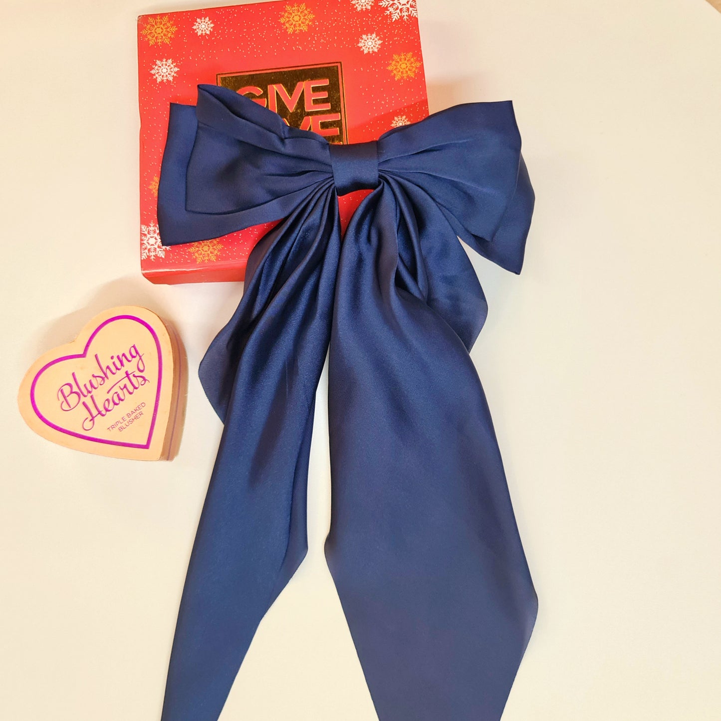 Silk Bow Barrette Long Tail Hair Clip