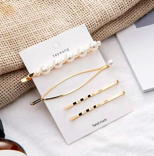 Luxury Minimalist Pearl Hairpins - Set of 3 Pins