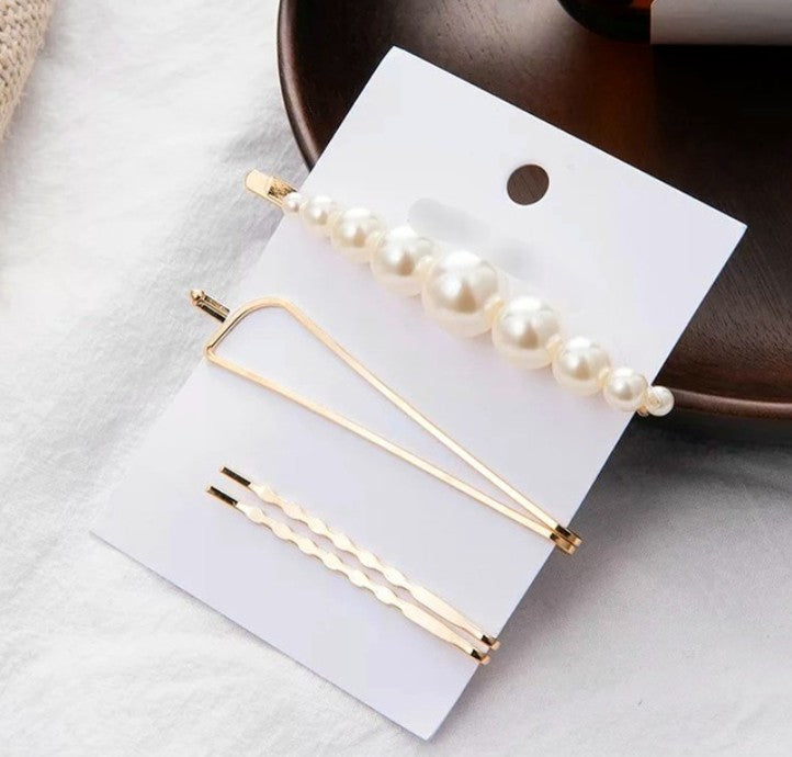 Luxury Minimalist Pearl Hairpins - Set of 3 Pins