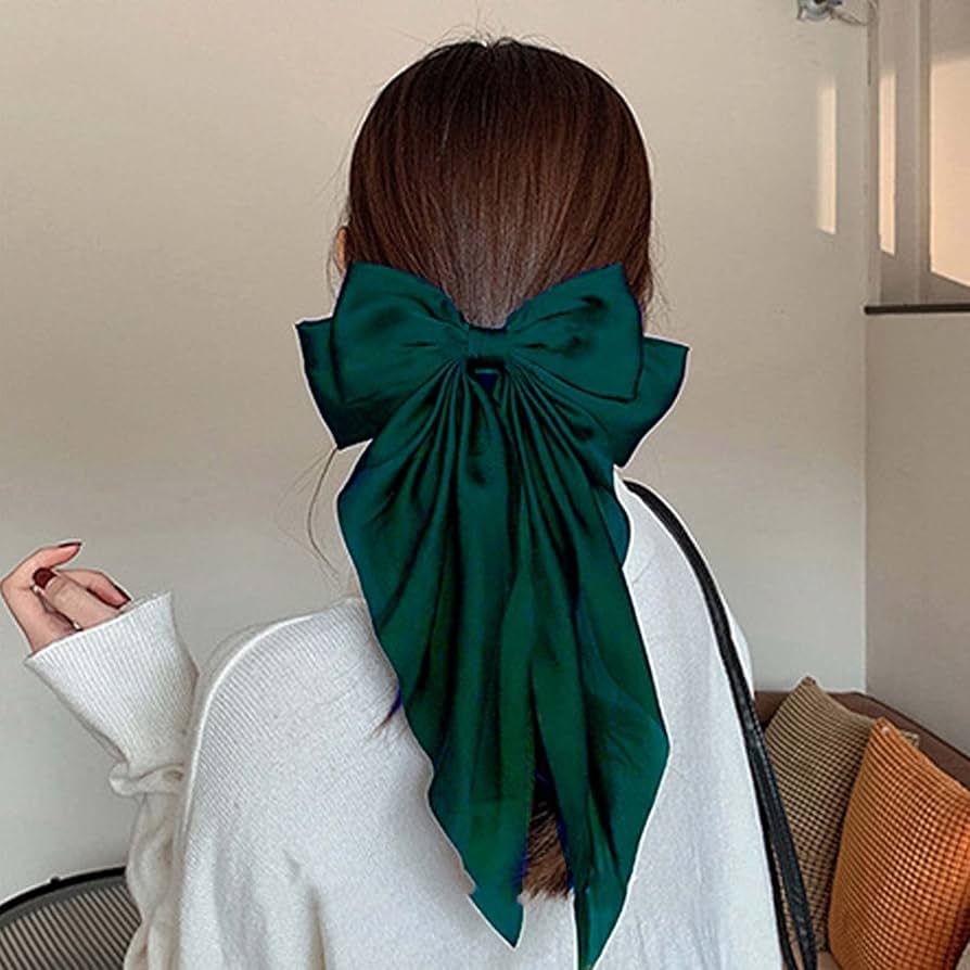 Silk Satin Bow Barrette Long Tail Hair Clip