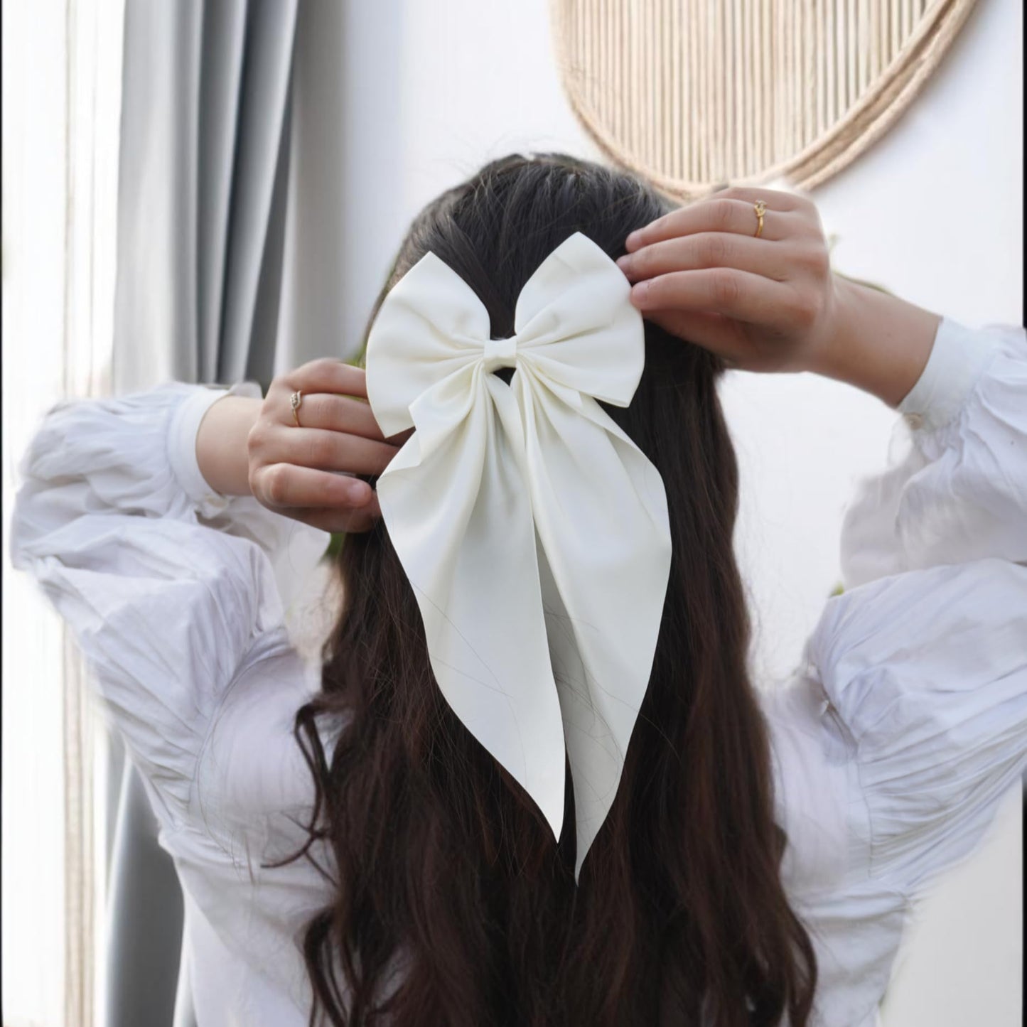 Silk Satin Bow Barrette Long Tail Hair Clip
