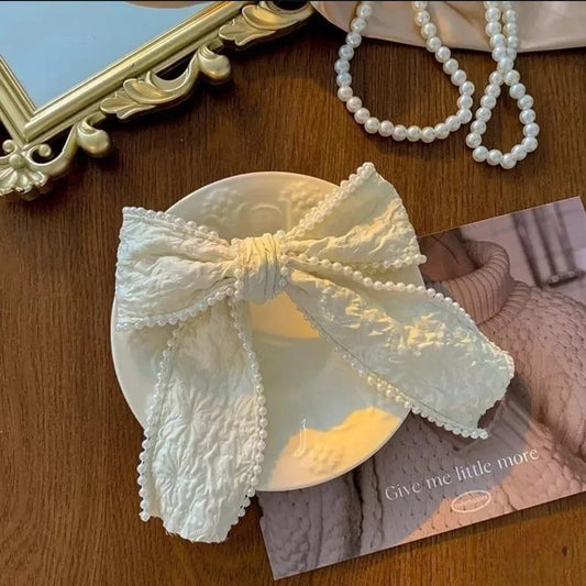 Cotton Crinkle Hair Bow Barrette