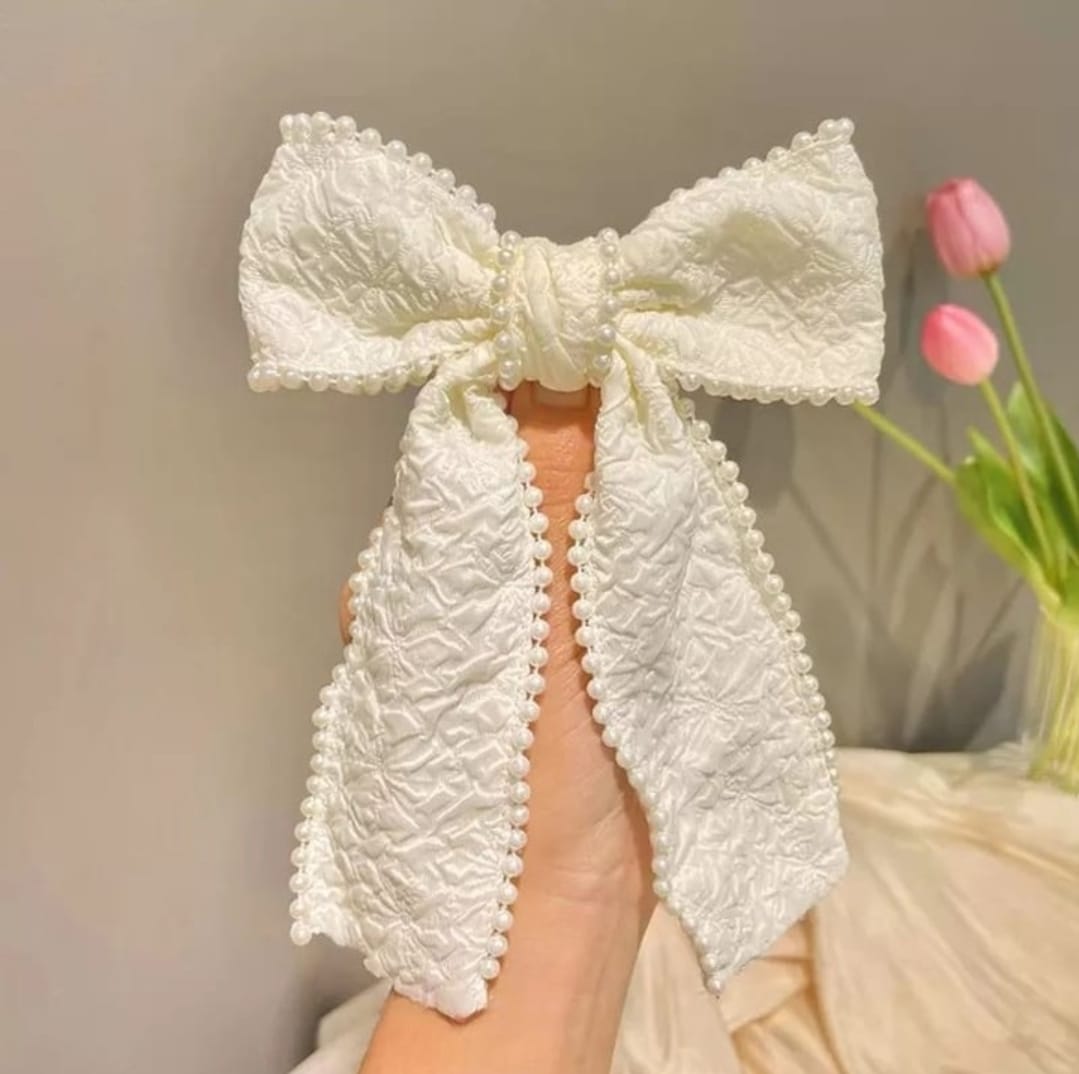 Cotton Crinkle Hair Bow Barrette