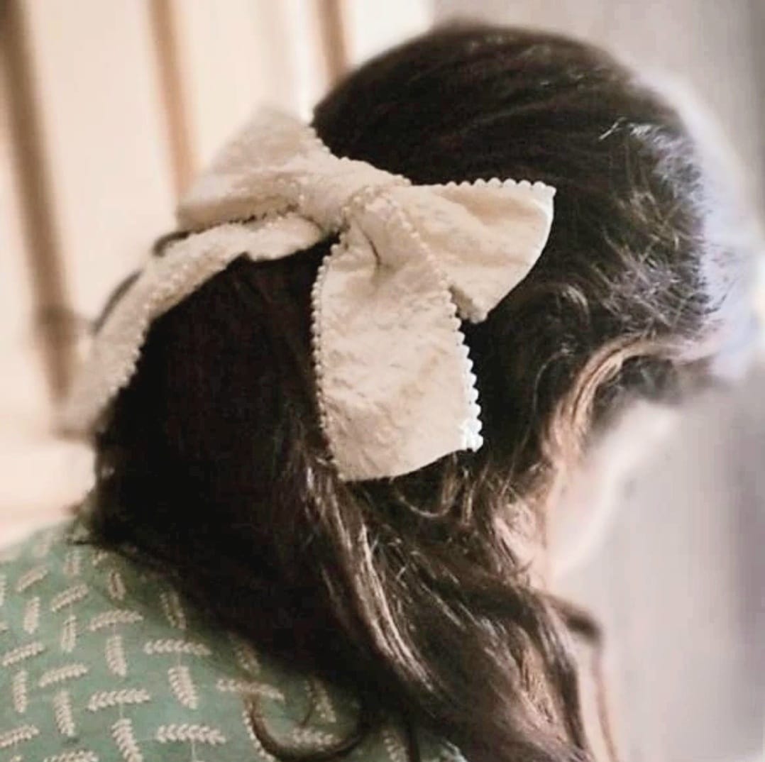 Cotton Crinkle Hair Bow Barrette