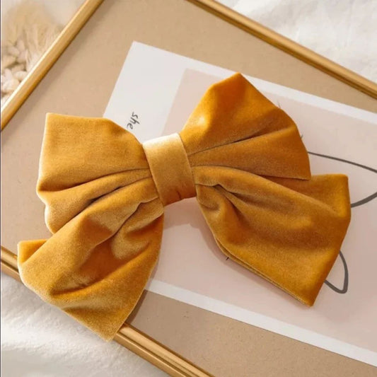Velvet Bronze Hair Bow Barrette