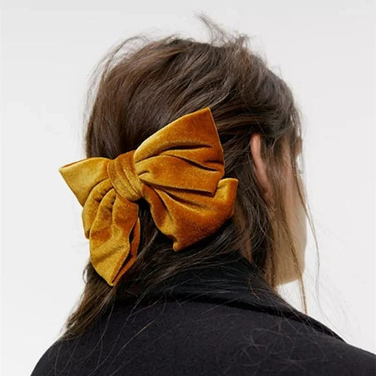 Velvet Bronze Hair Bow Barrette