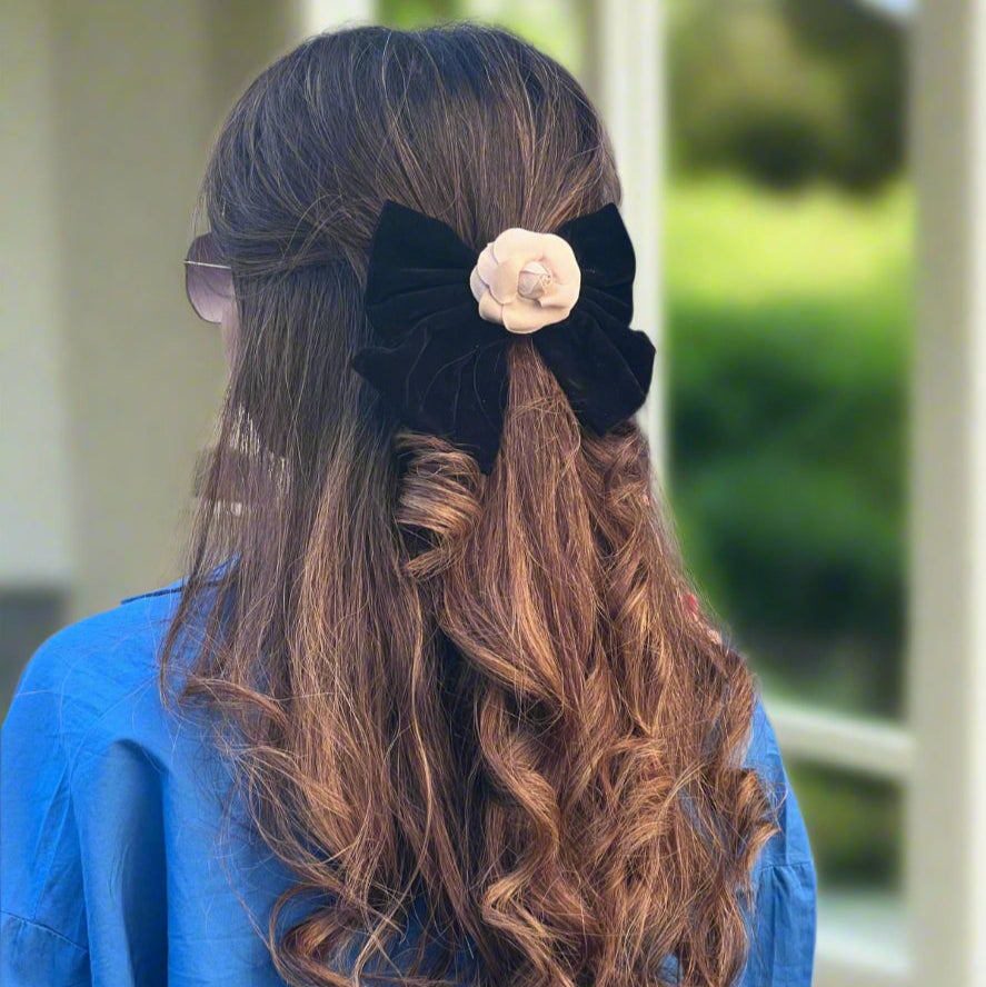 Camellia Flower Hair Bow Bowtie Hair Clip