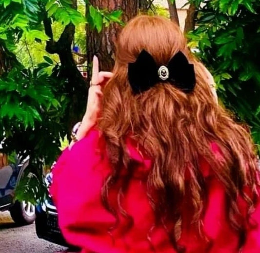 Velvet Floral Broach Hair Bow Barrette Clip