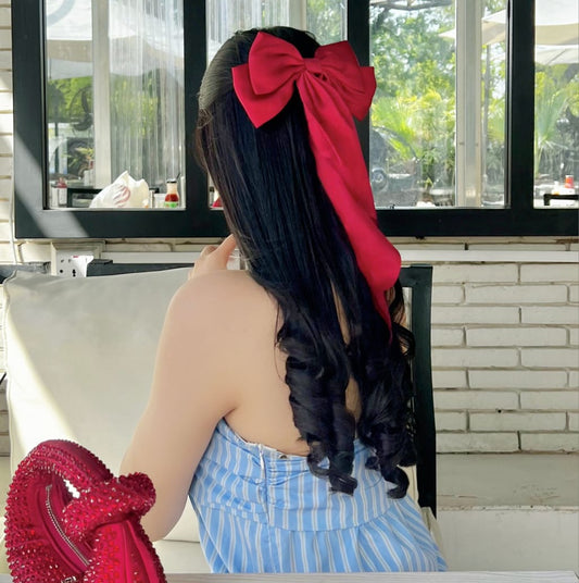 Silk Bow Barrette Long Tail Hair Clip